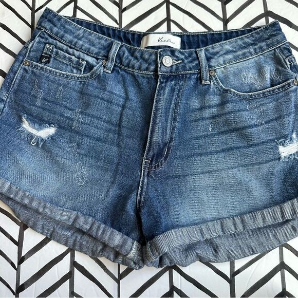 KanCan Size M Distressed Jean Mini Shorts - Picture 1 of 4